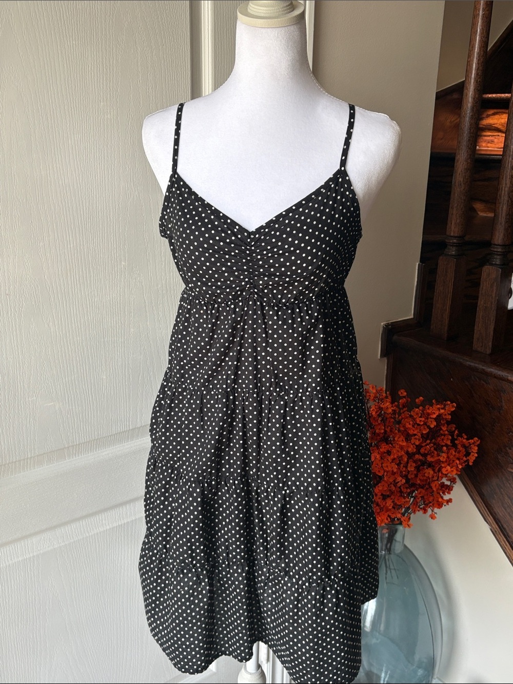 Black Polka Dot Spaghetti-Strap Sundress